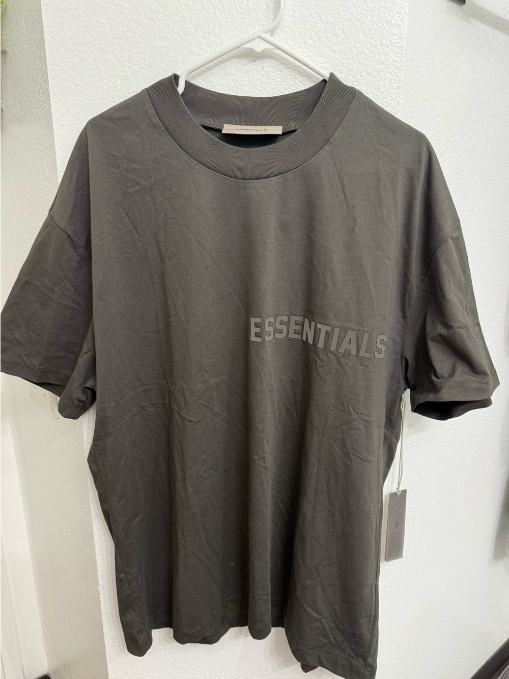 Fear of God Essentials Men's M Off Black Logo Crew Neck Short Sleeve T-Shirt